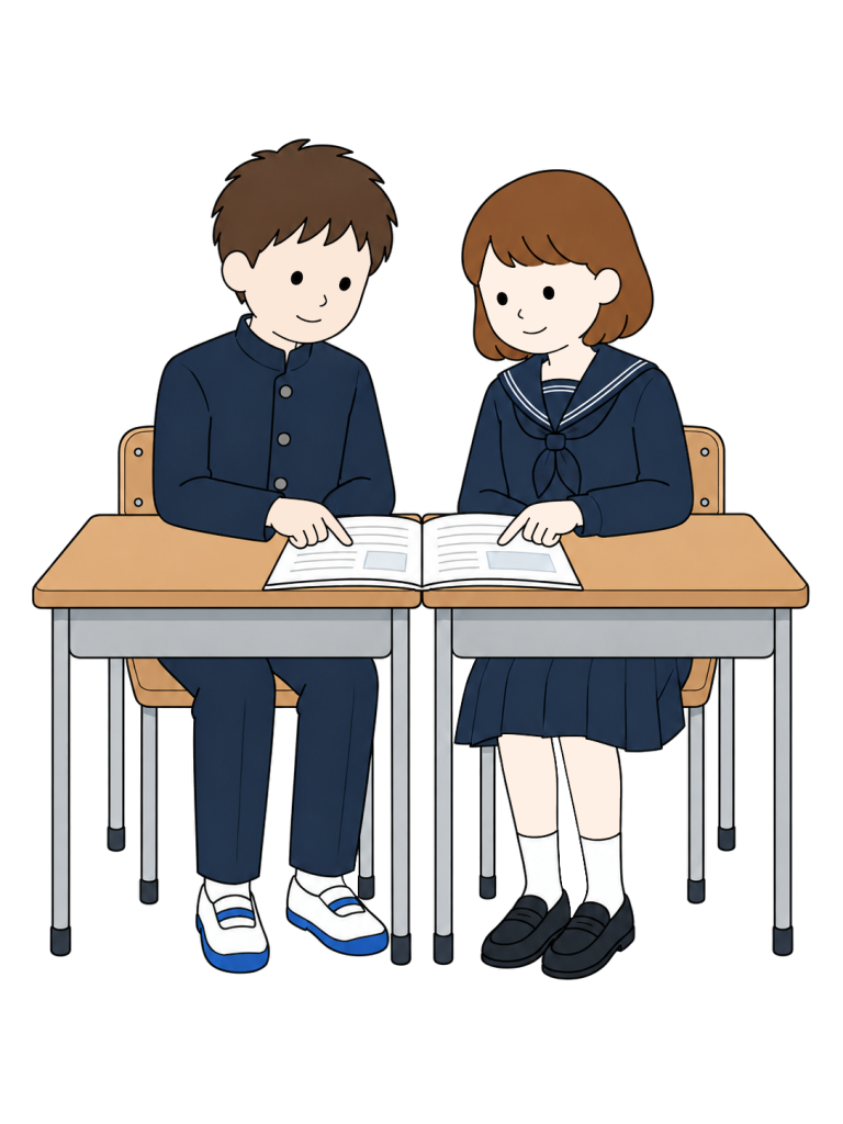 Junior high school students group study
