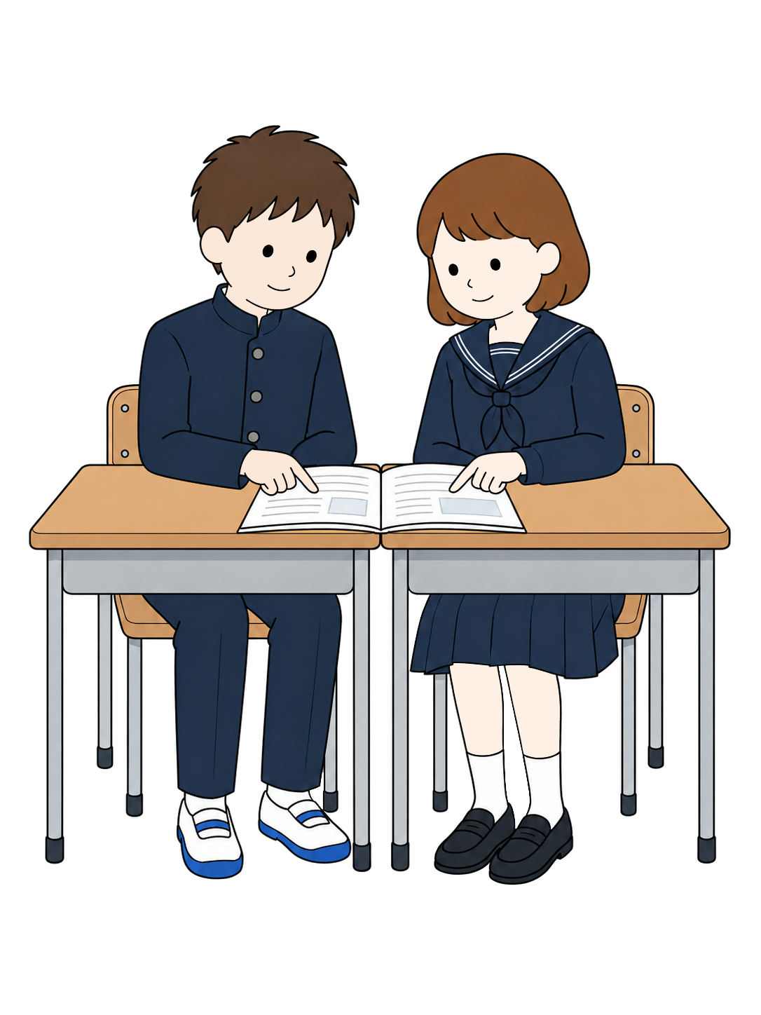 YURUNDO illustration: Junior High School Students Doing Group Study