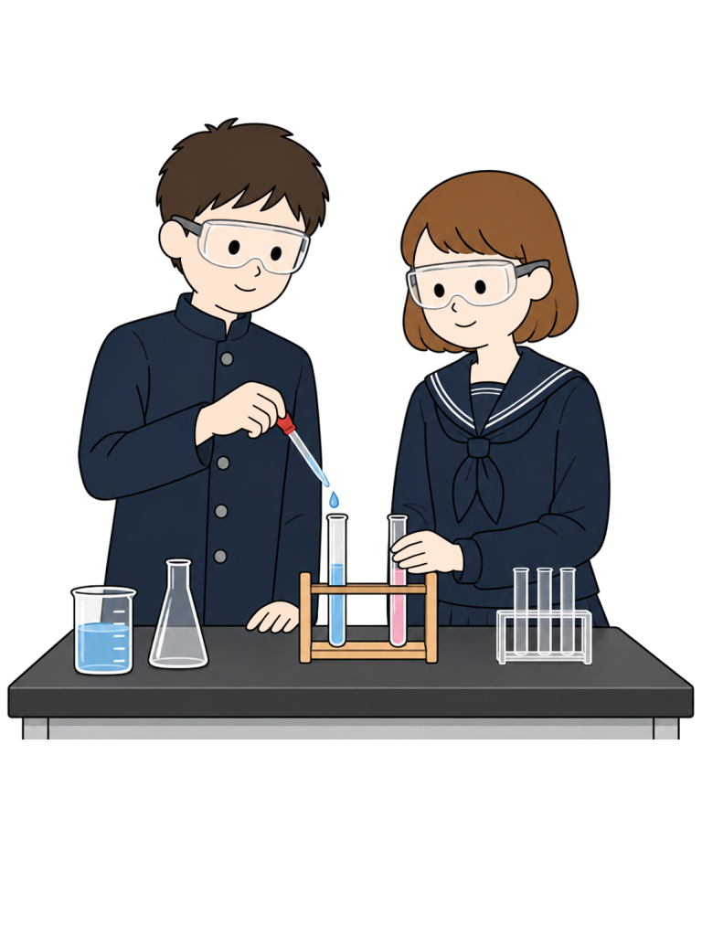 Junior high school students science experiment