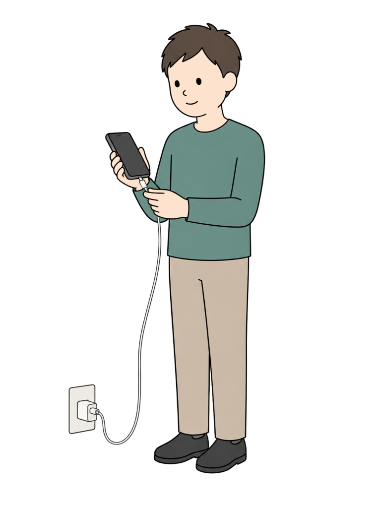 Man charging a smartphone