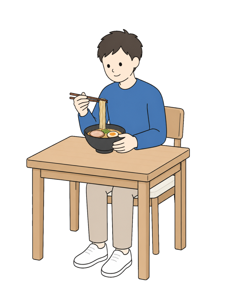 Man eating noodles