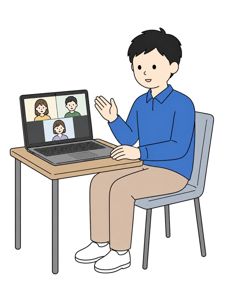 YURUNDO illustration: Man in an online meeting