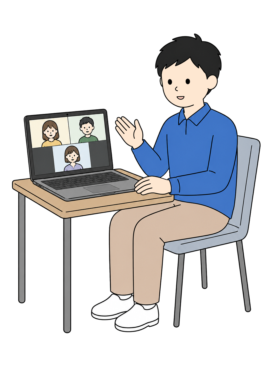 YURUNDO illustration: Man in an online meeting