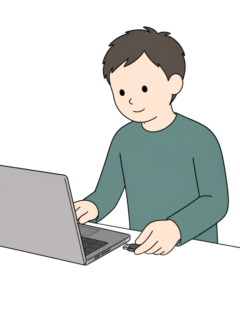 Man inserting a usb drive