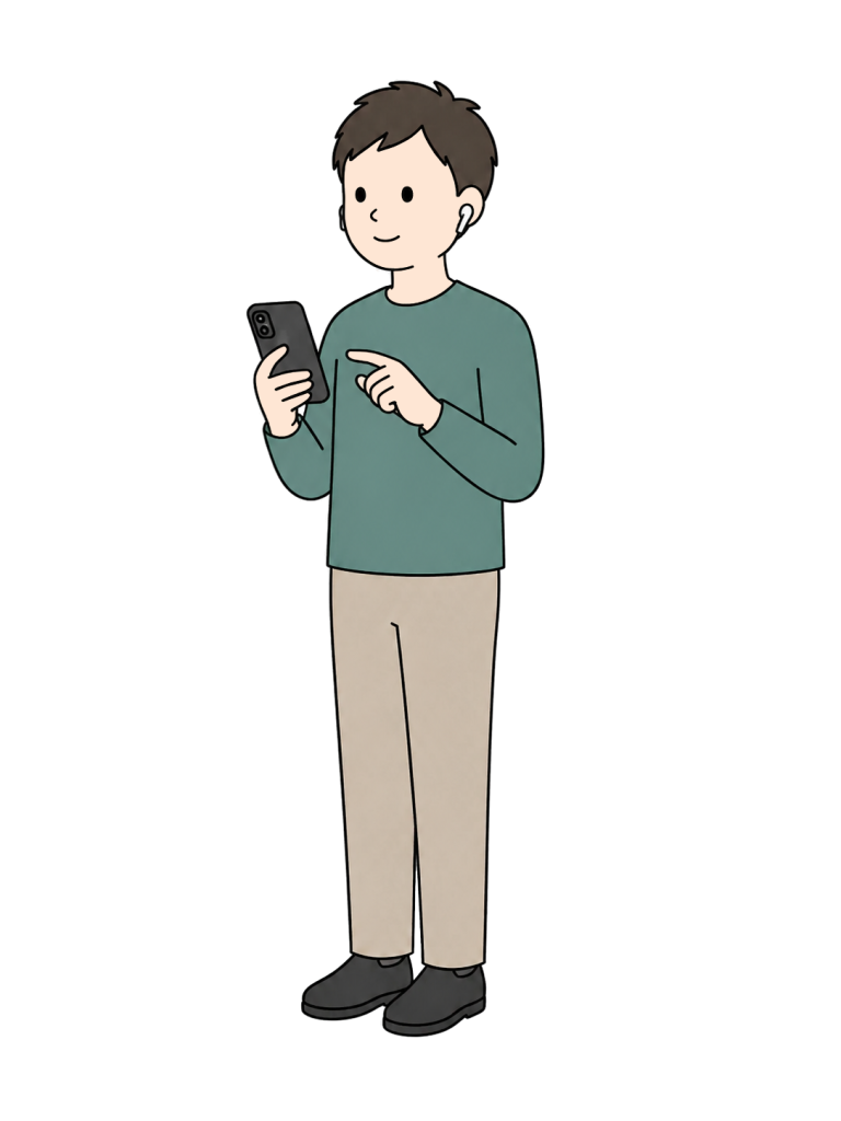 YURUNDO illustration: Man listening with wireless headphones