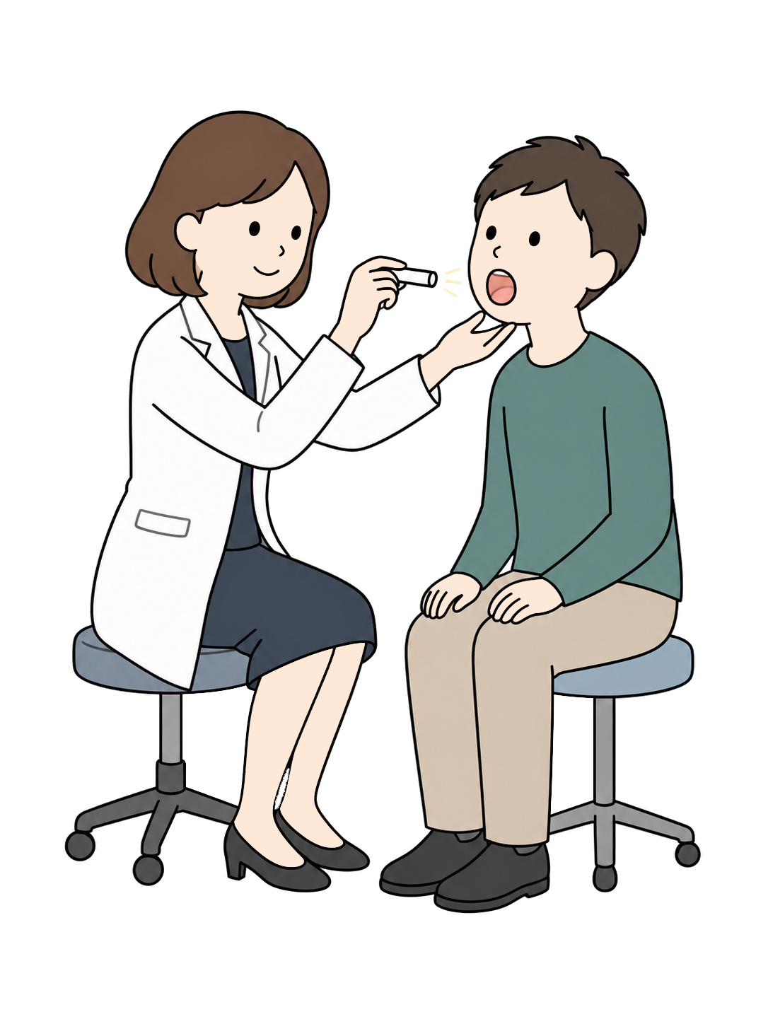 YURUNDO illustration: Man Receiving a Throat Examination