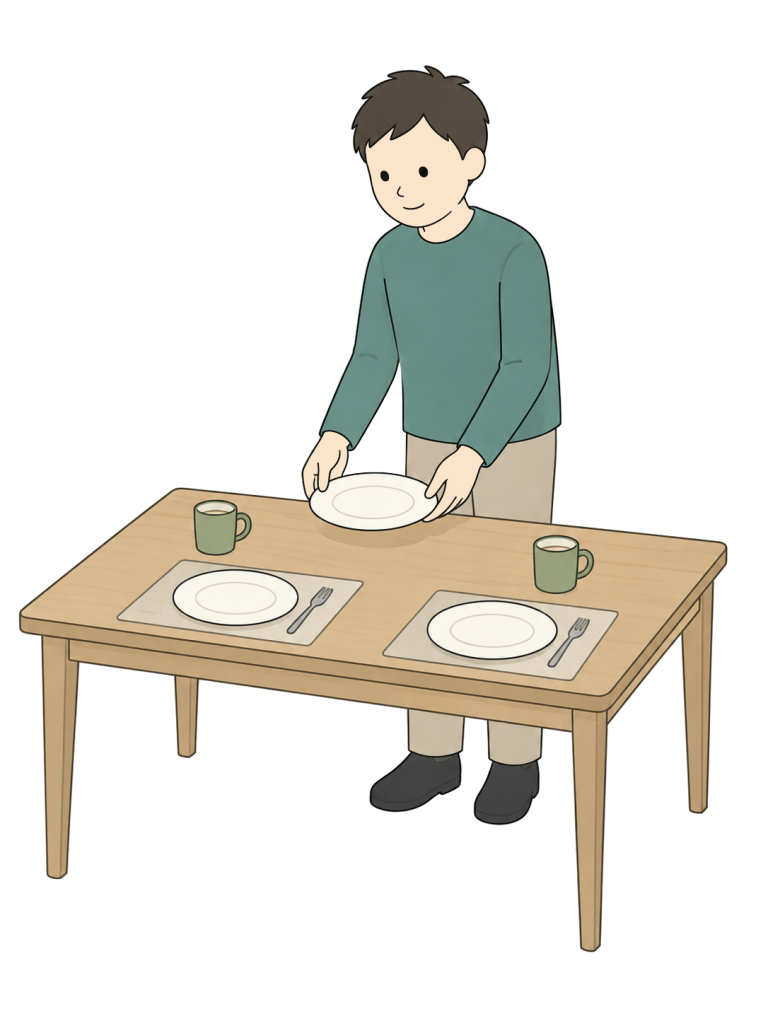 Man setting the table