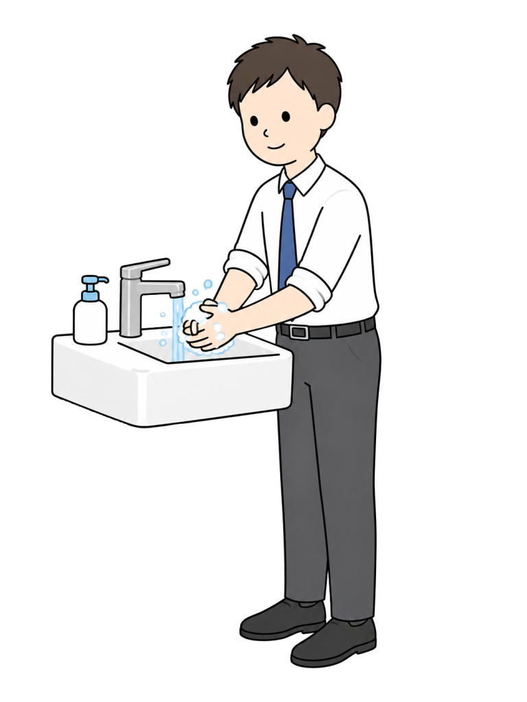 Man washing his hands
