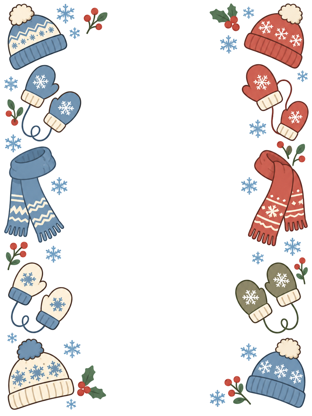 YURUNDO illustration: Mittens and Scarf Decorative Frame