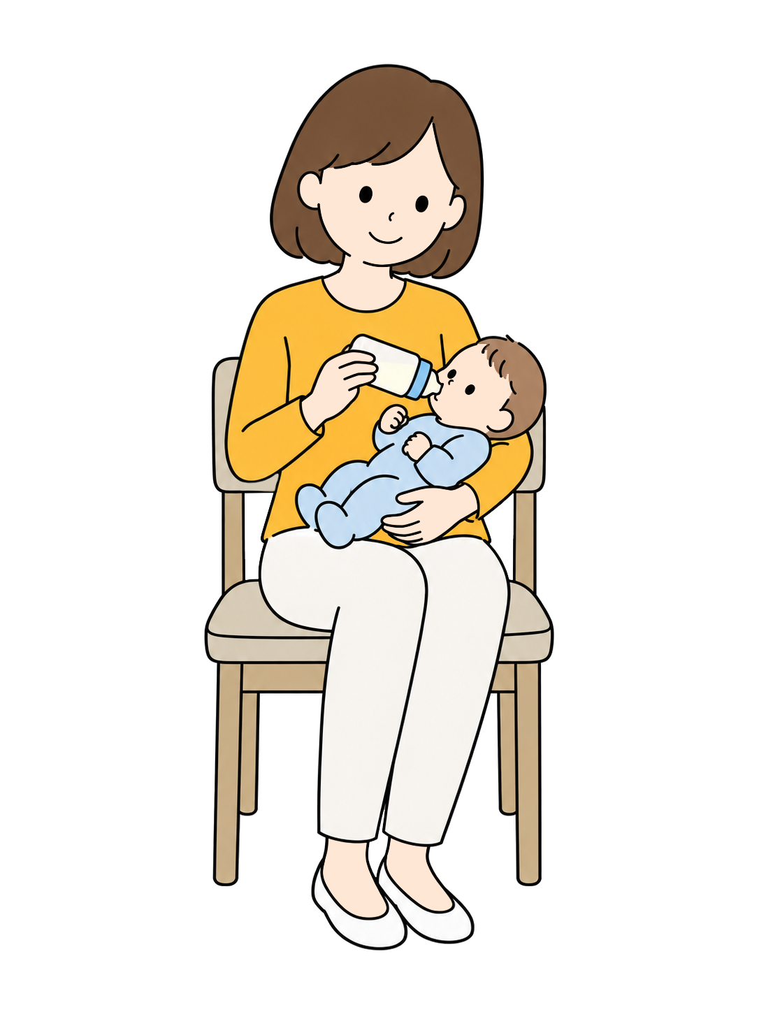 YURUNDO illustration: Mother Bottle-Feeding a Baby