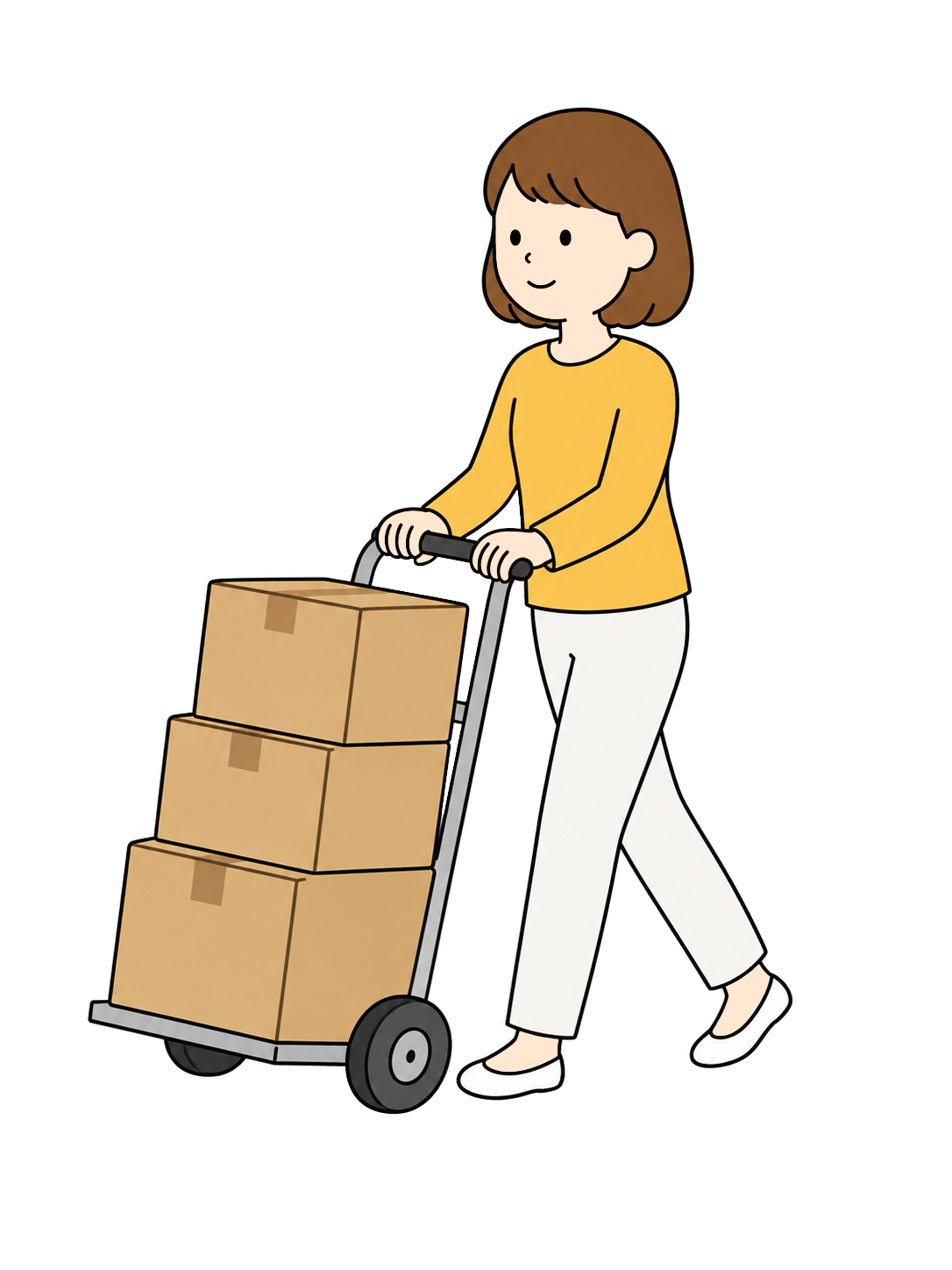 YURUNDO illustration: Moving Boxes with a Hand Truck