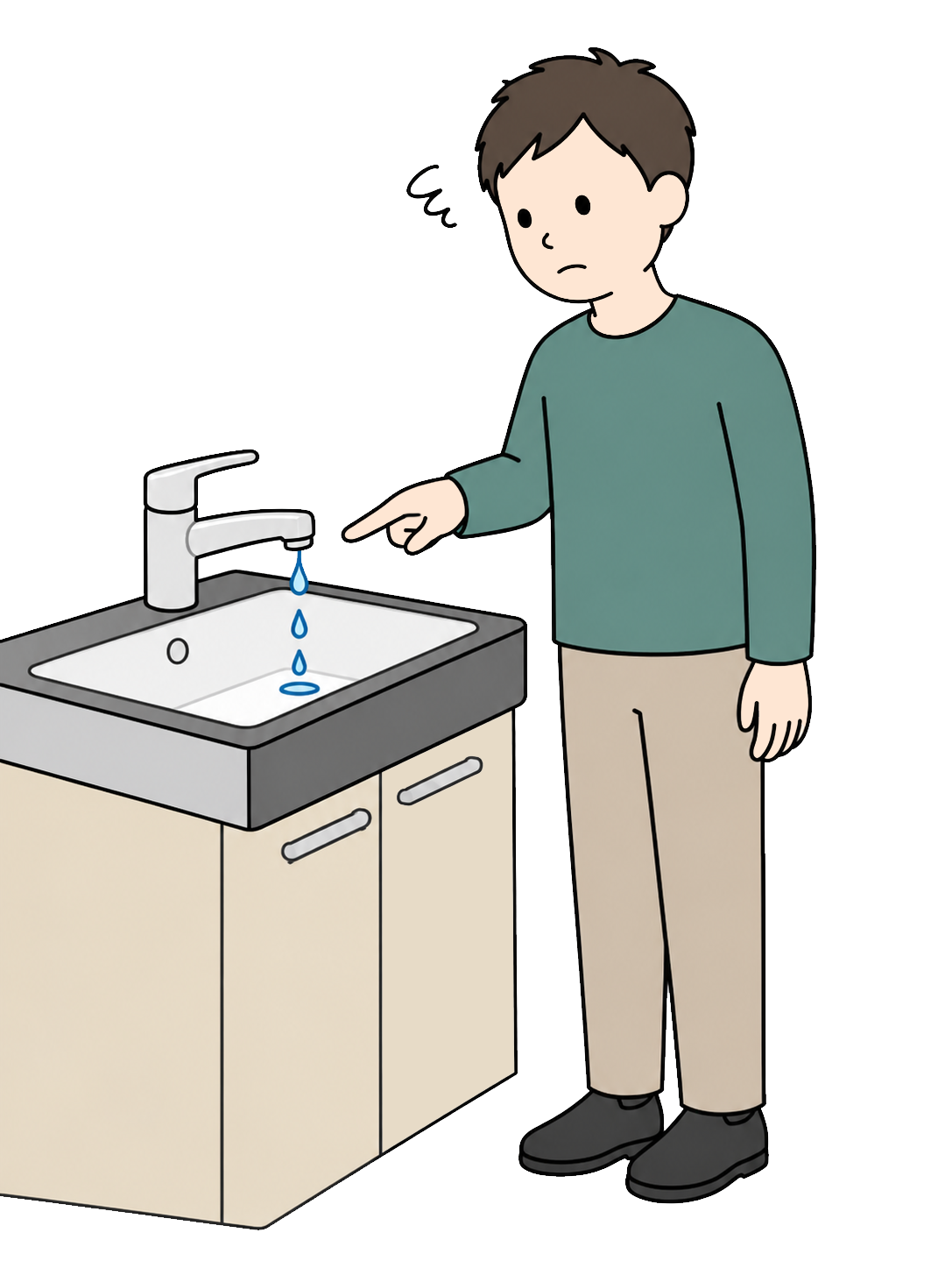 YURUNDO illustration: Noticing a Leaking Faucet