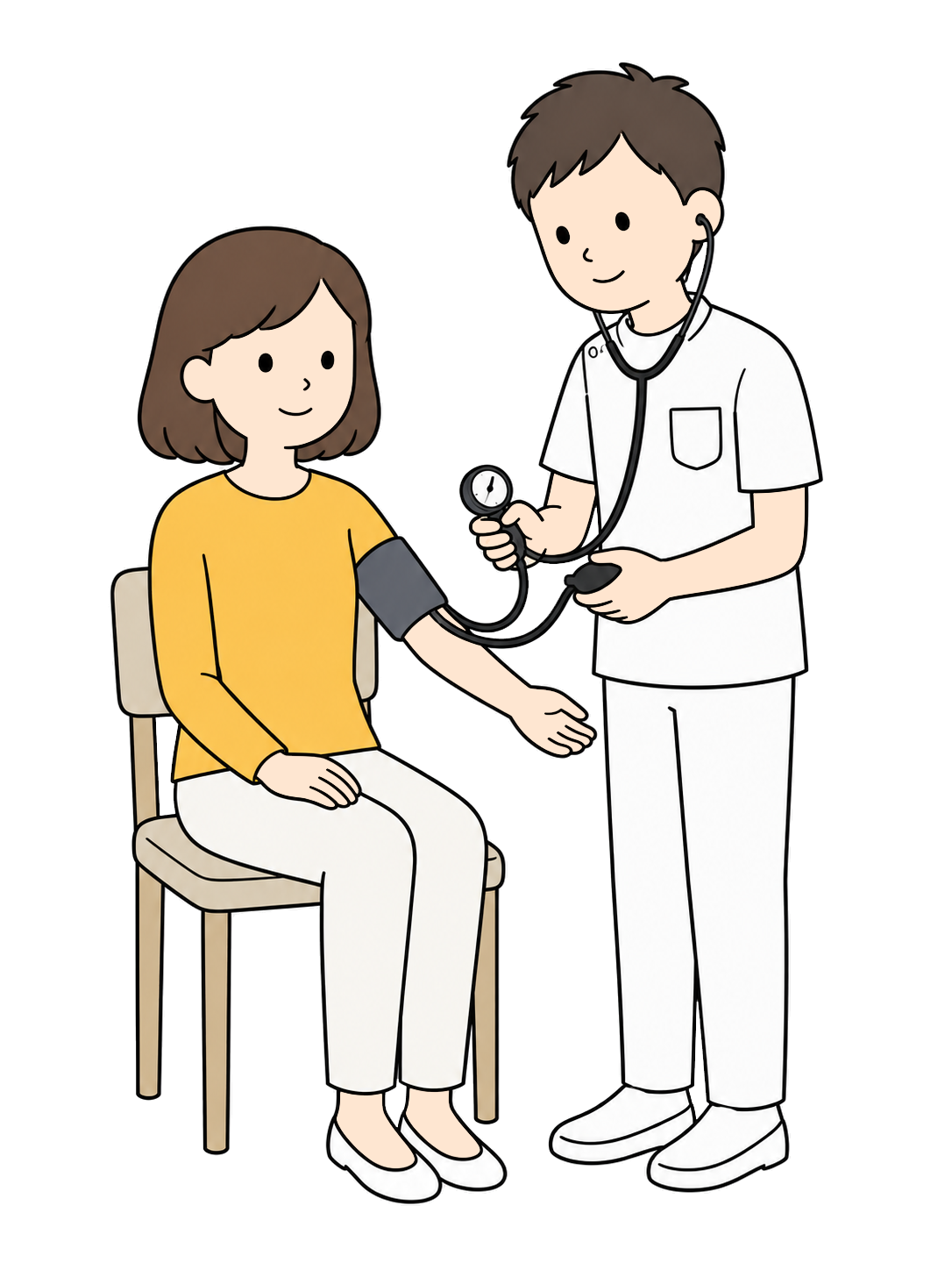 YURUNDO illustration: Nurse Measuring a Patient's Blood Pressure