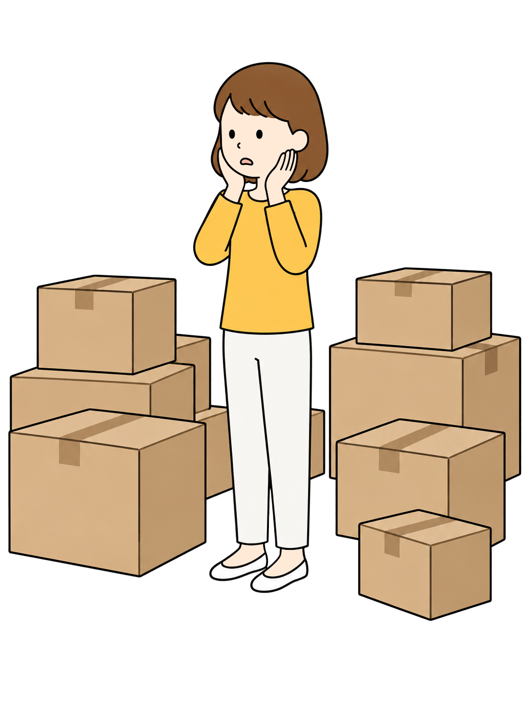 YURUNDO illustration: Overwhelmed by Moving Boxes