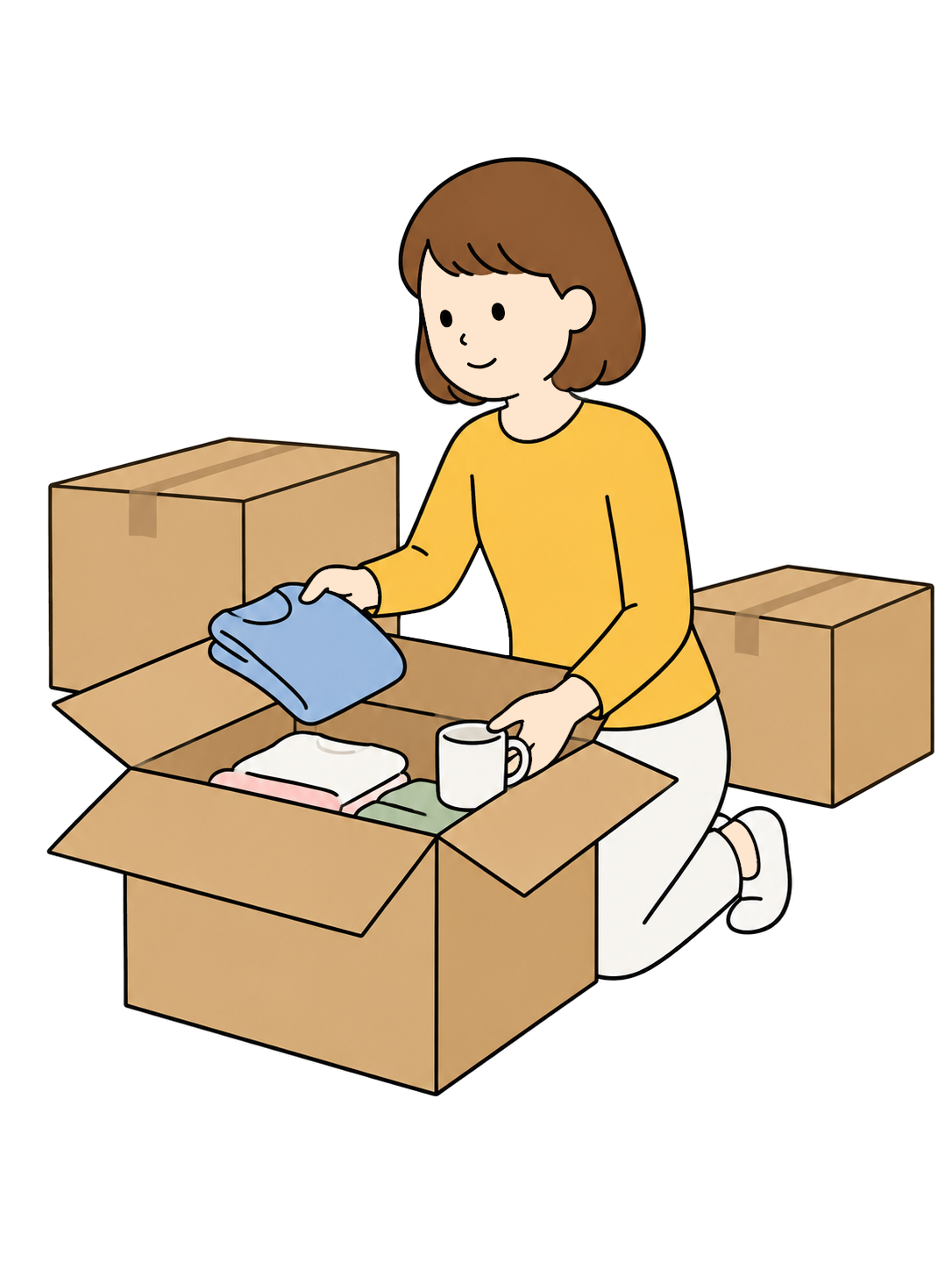 YURUNDO illustration: Packing for a Move