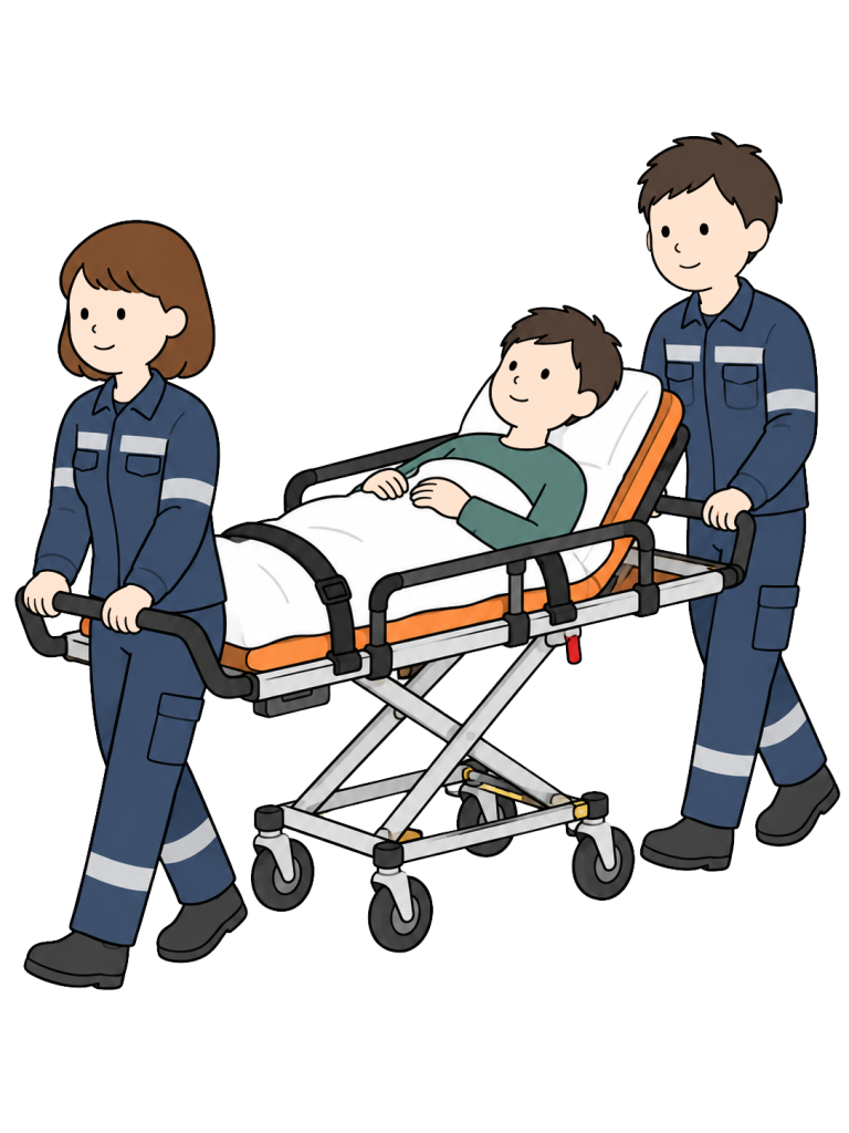 Paramedics transporting a patient on a stretcher