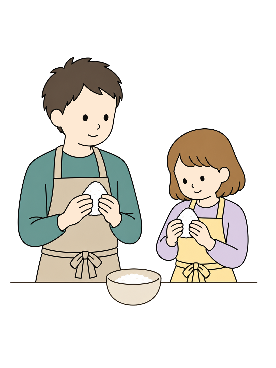 YURUNDO illustration: Parent and Child Making Onigiri