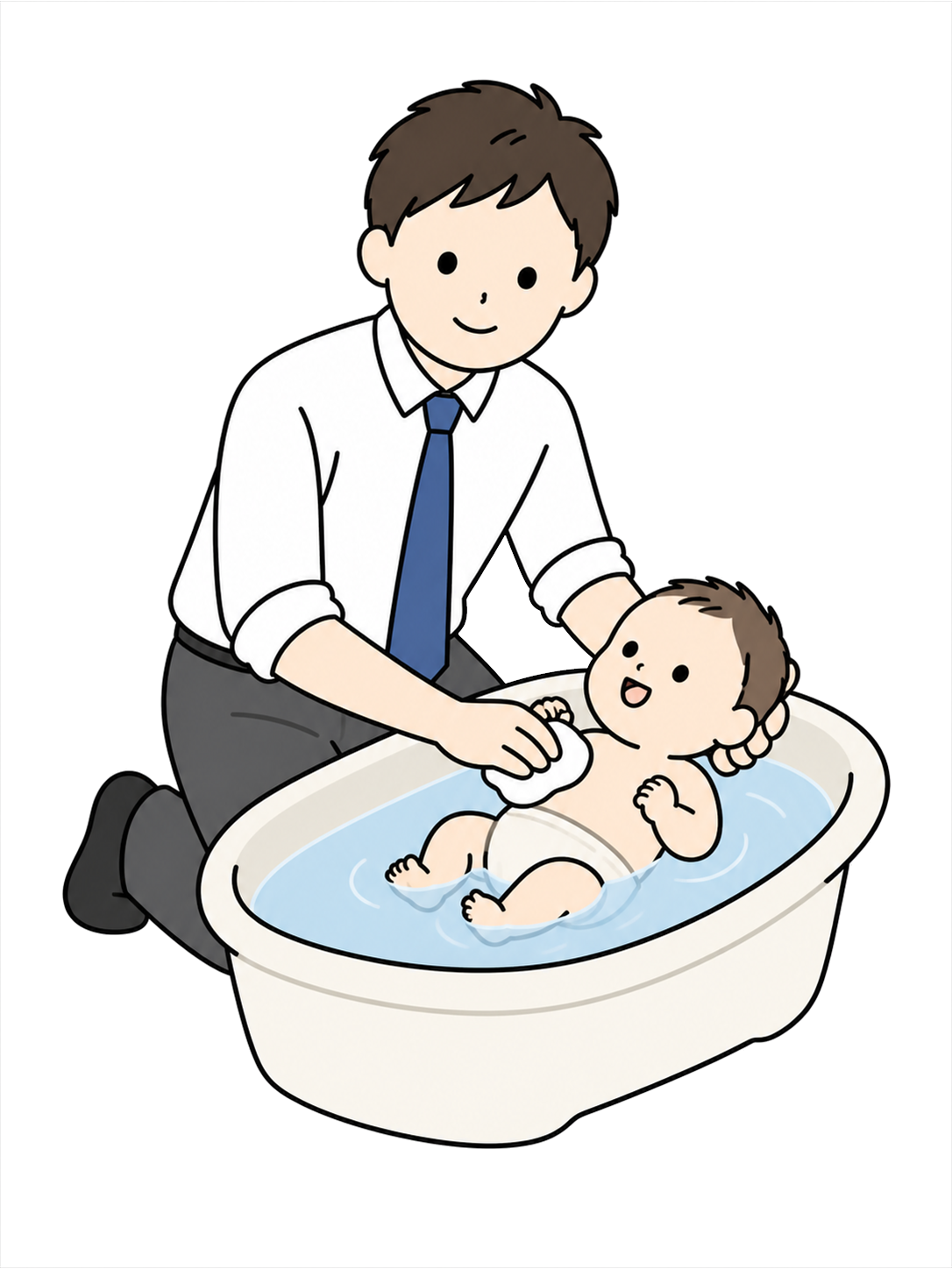 YURUNDO illustration: Parent Bathing a Baby