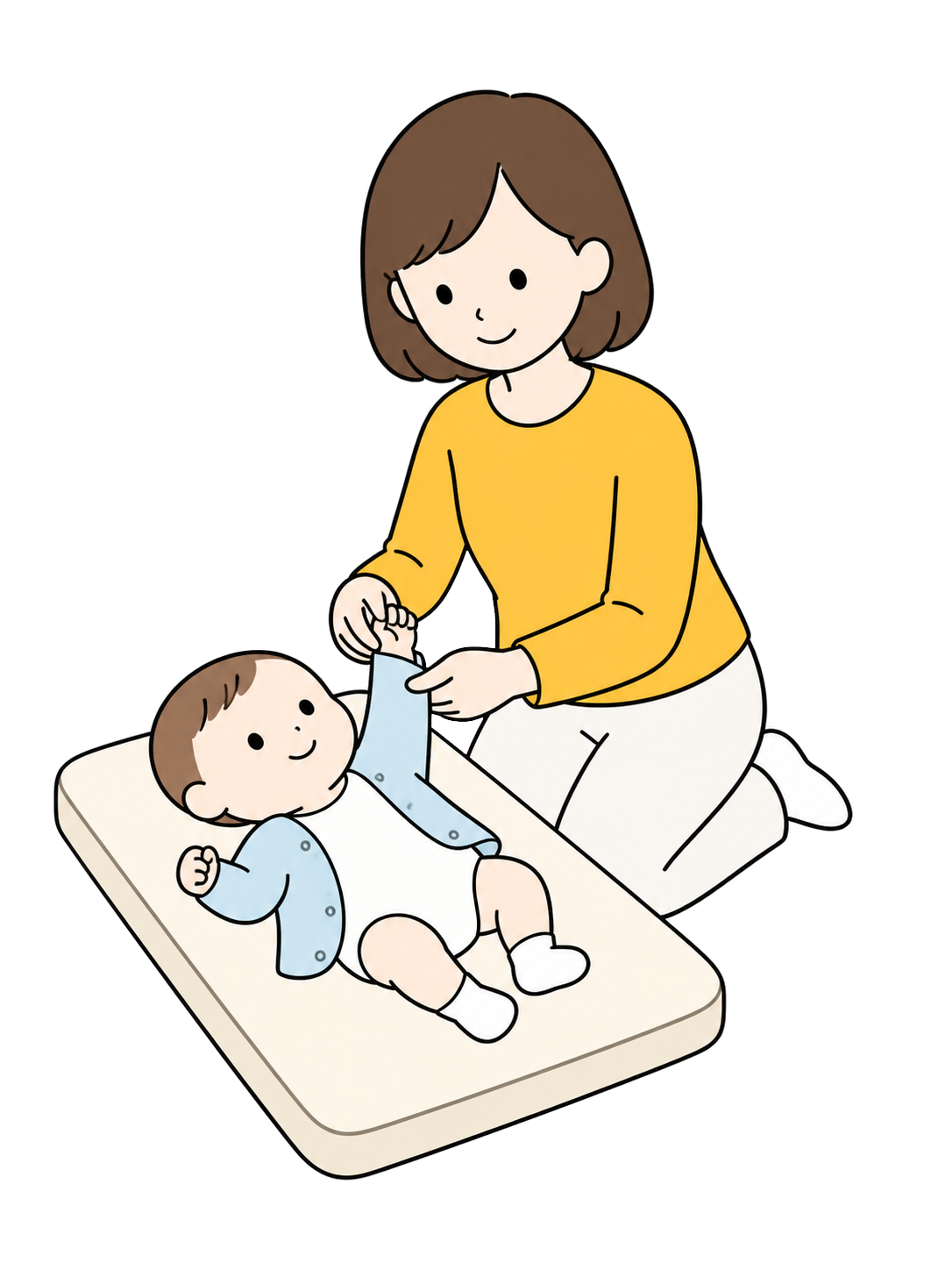 YURUNDO illustration: Parent Changing a Baby's Clothes