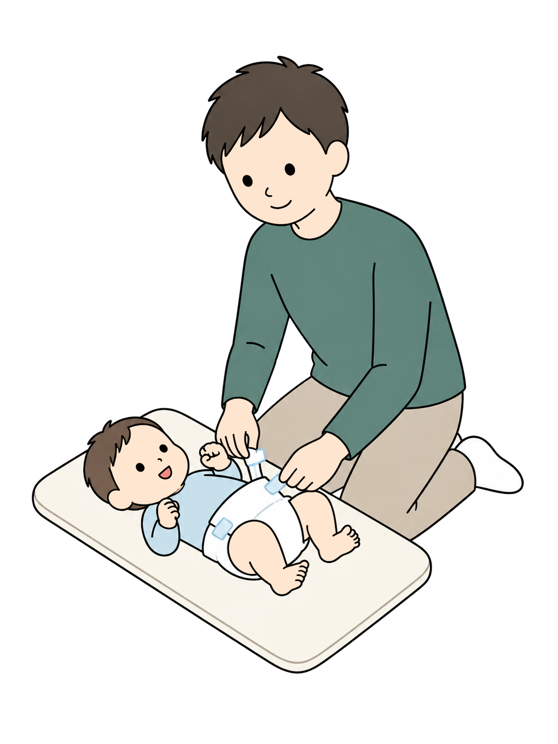 YURUNDO illustration: Parent Changing a Baby's Diaper