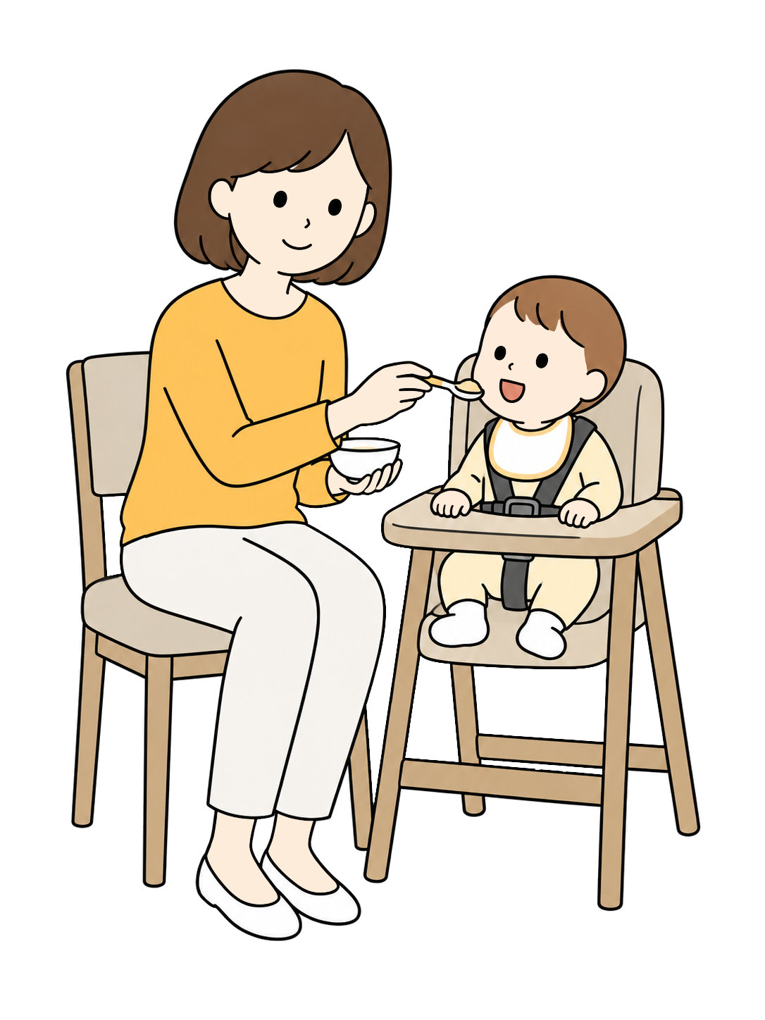YURUNDO illustration: Parent Feeding Complementary Food to a Baby