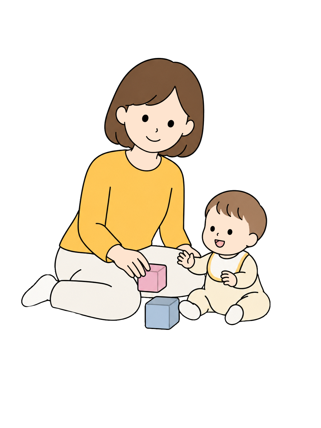 YURUNDO illustration: Parent Playing on the Floor with a Baby