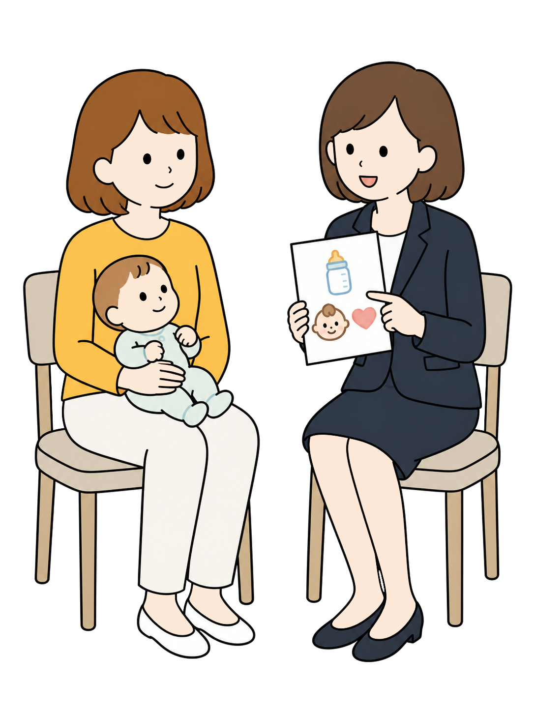 YURUNDO illustration: Parent Receiving an Explanation of Parenting Support