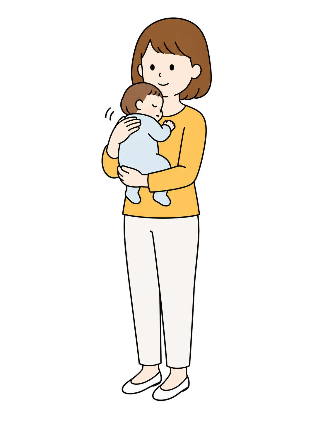 YURUNDO illustration: Parent Settling a Baby to Sleep