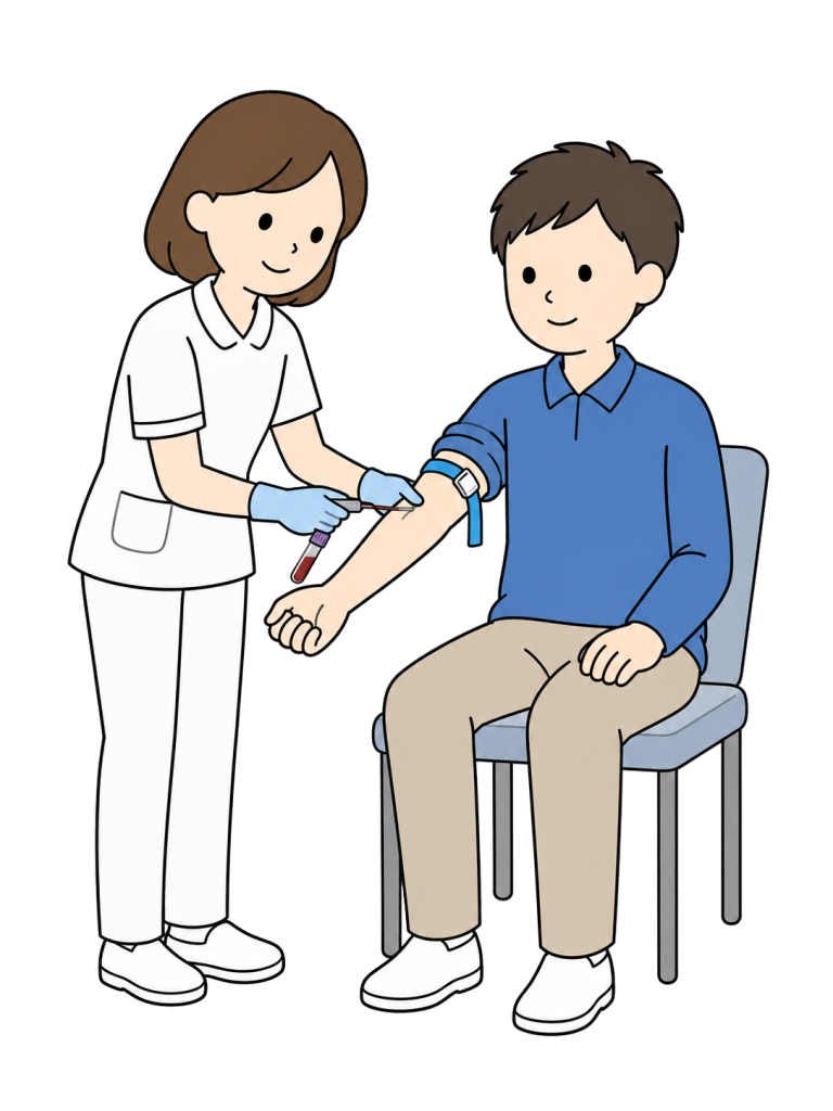 Patient having blood drawn