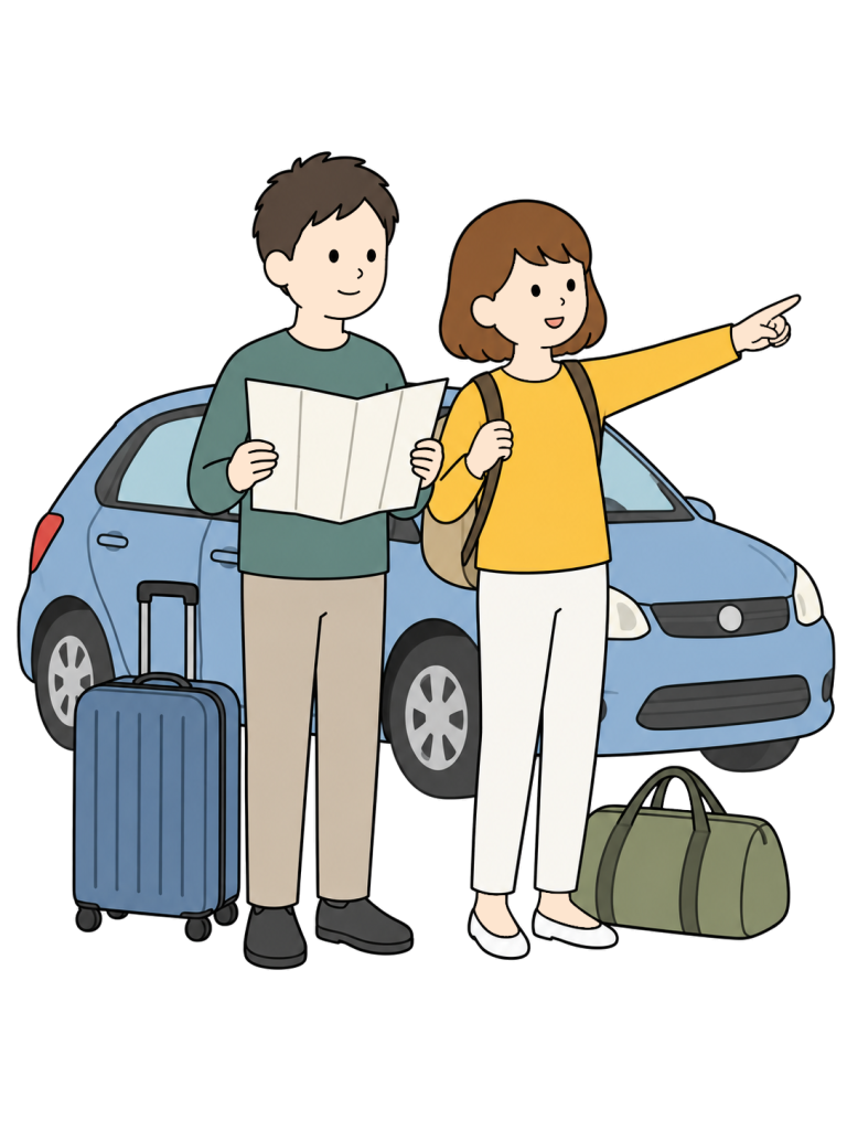 People enjoying an american road trip