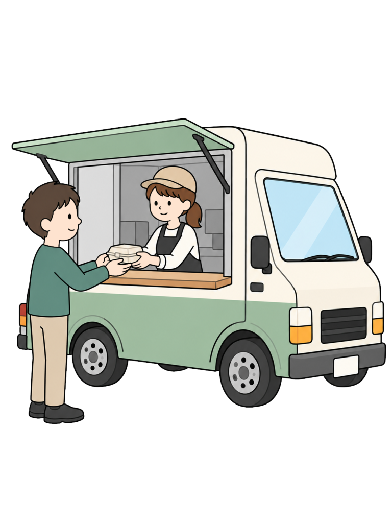 Person buying food from a food truck