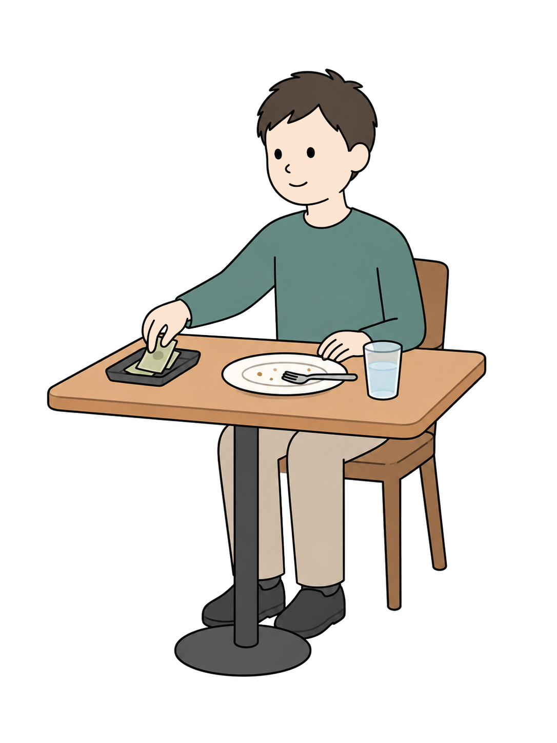 レストランでチップを渡す人YURUNDOイラスト