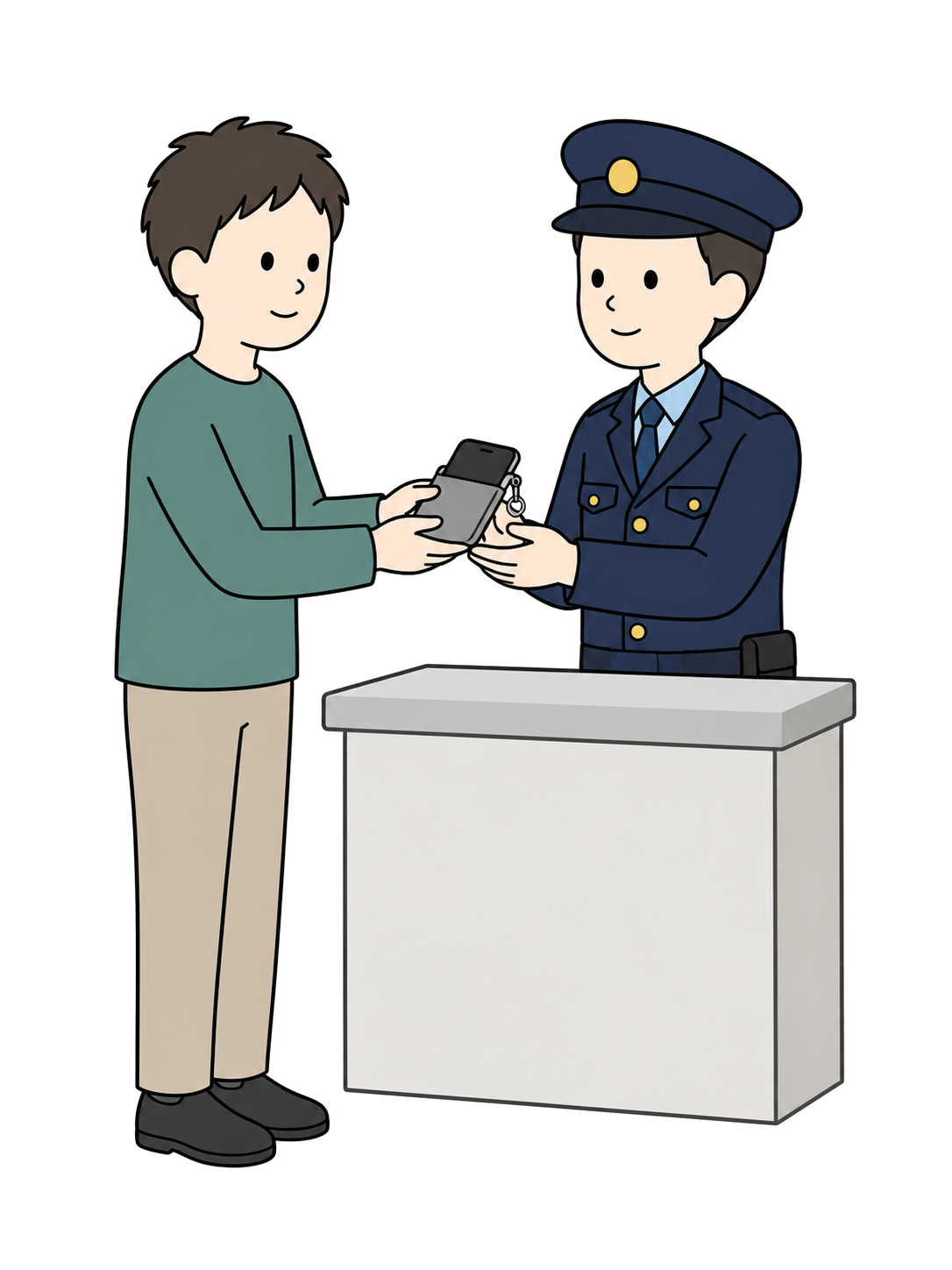 YURUNDO illustration: person turning in a found item to police