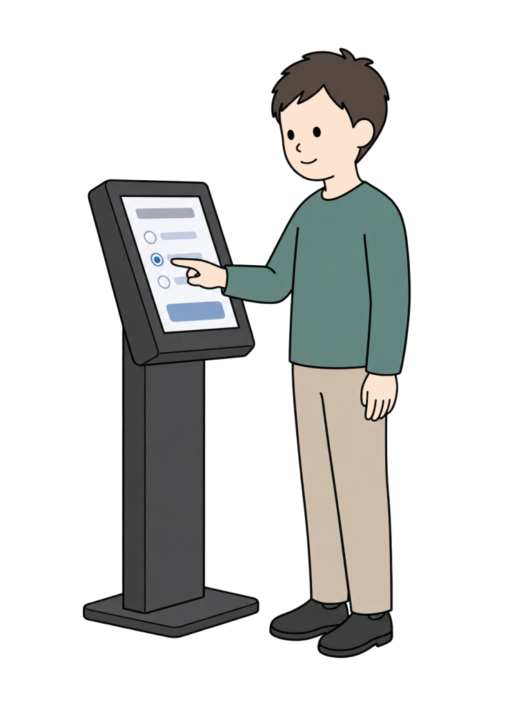 Person using an electronic voting machine