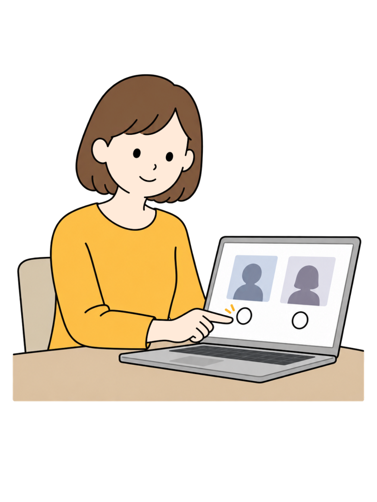 Person voting online on a computer