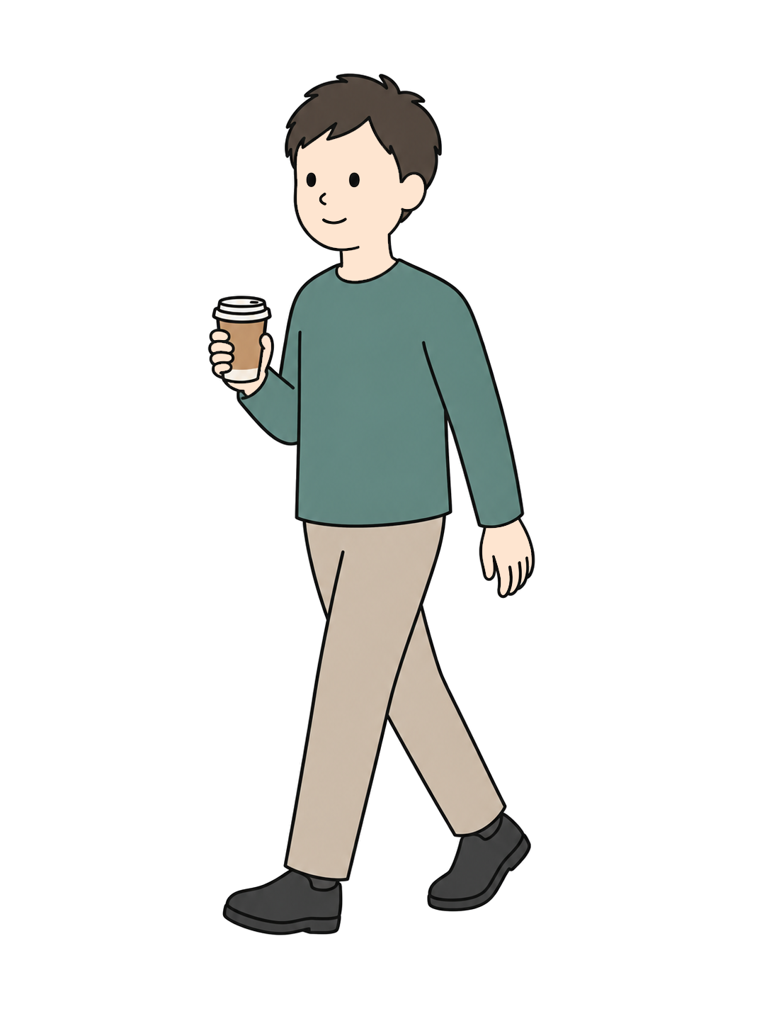テイクアウトのコーヒーを持って歩く人YURUNDOイラスト