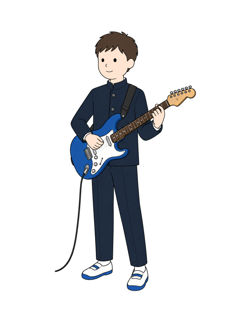 Playing guitar in light music club