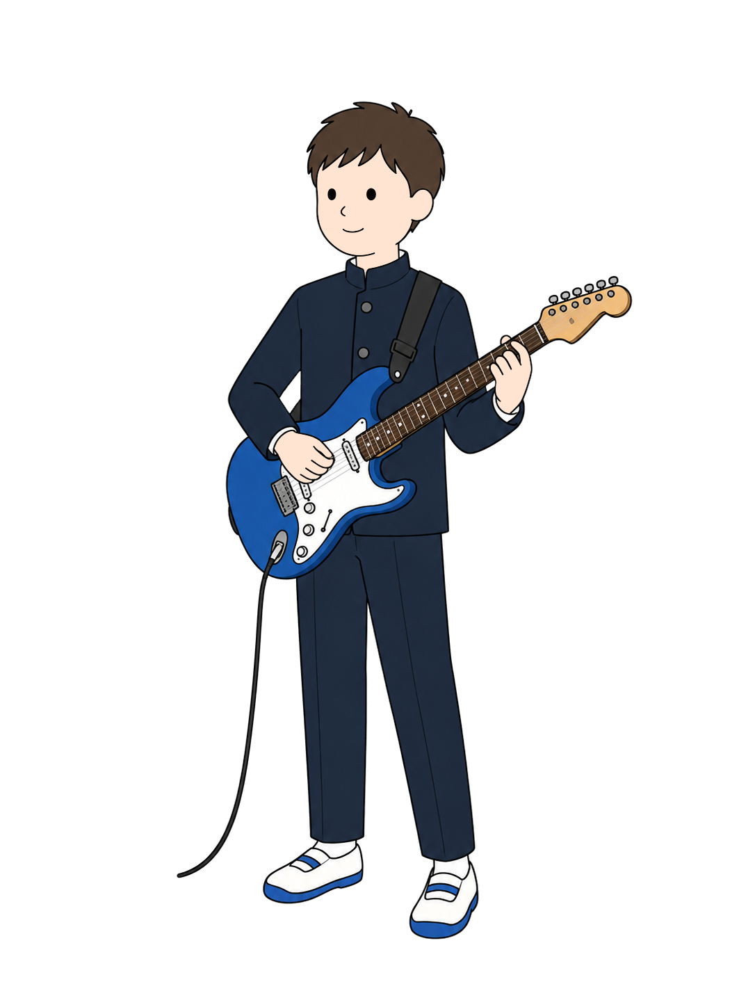 軽音楽部でギターを演奏する中学生YURUNDOイラスト