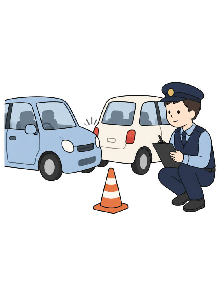 Police officer at a traffic accident scene