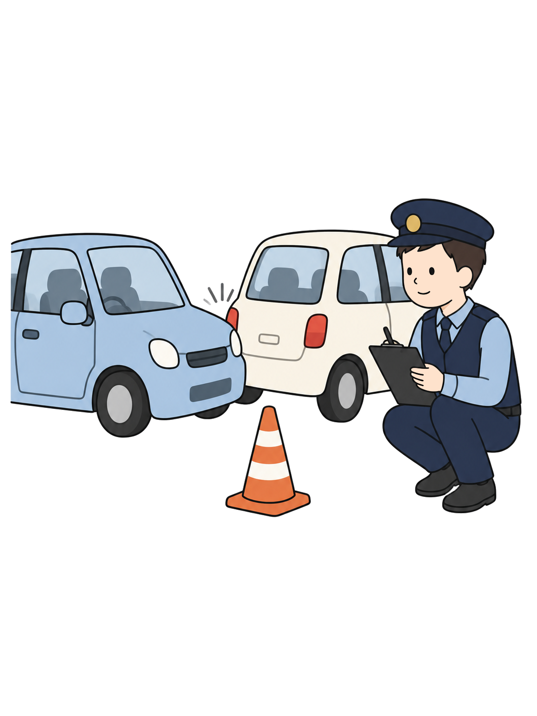 YURUNDO illustration: police officer at a traffic accident scene