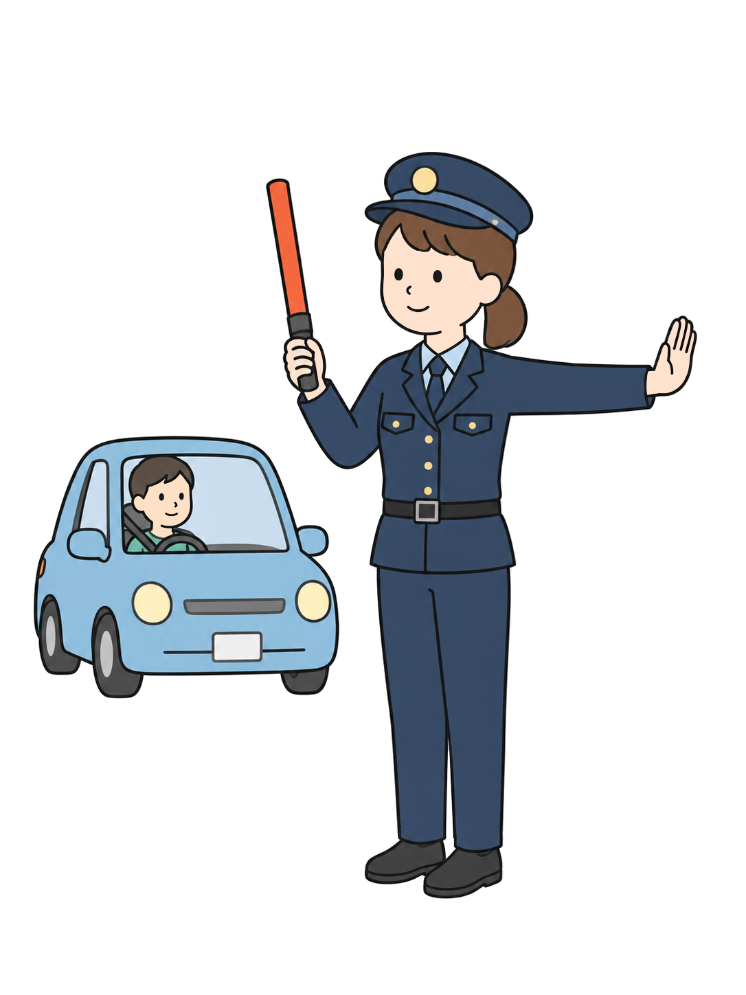 交通整理をする警察官YURUNDOイラスト