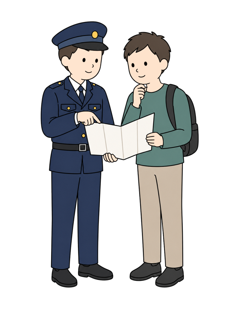Police officer giving directions