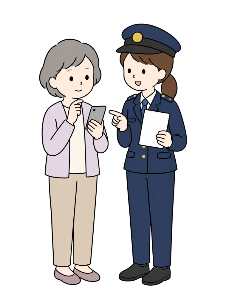 Police officer giving fraud prevention advice
