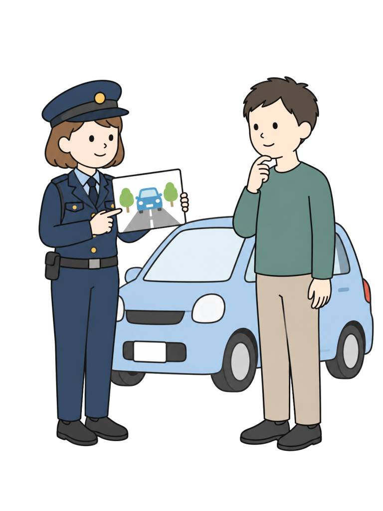 Police officer giving traffic safety guidance