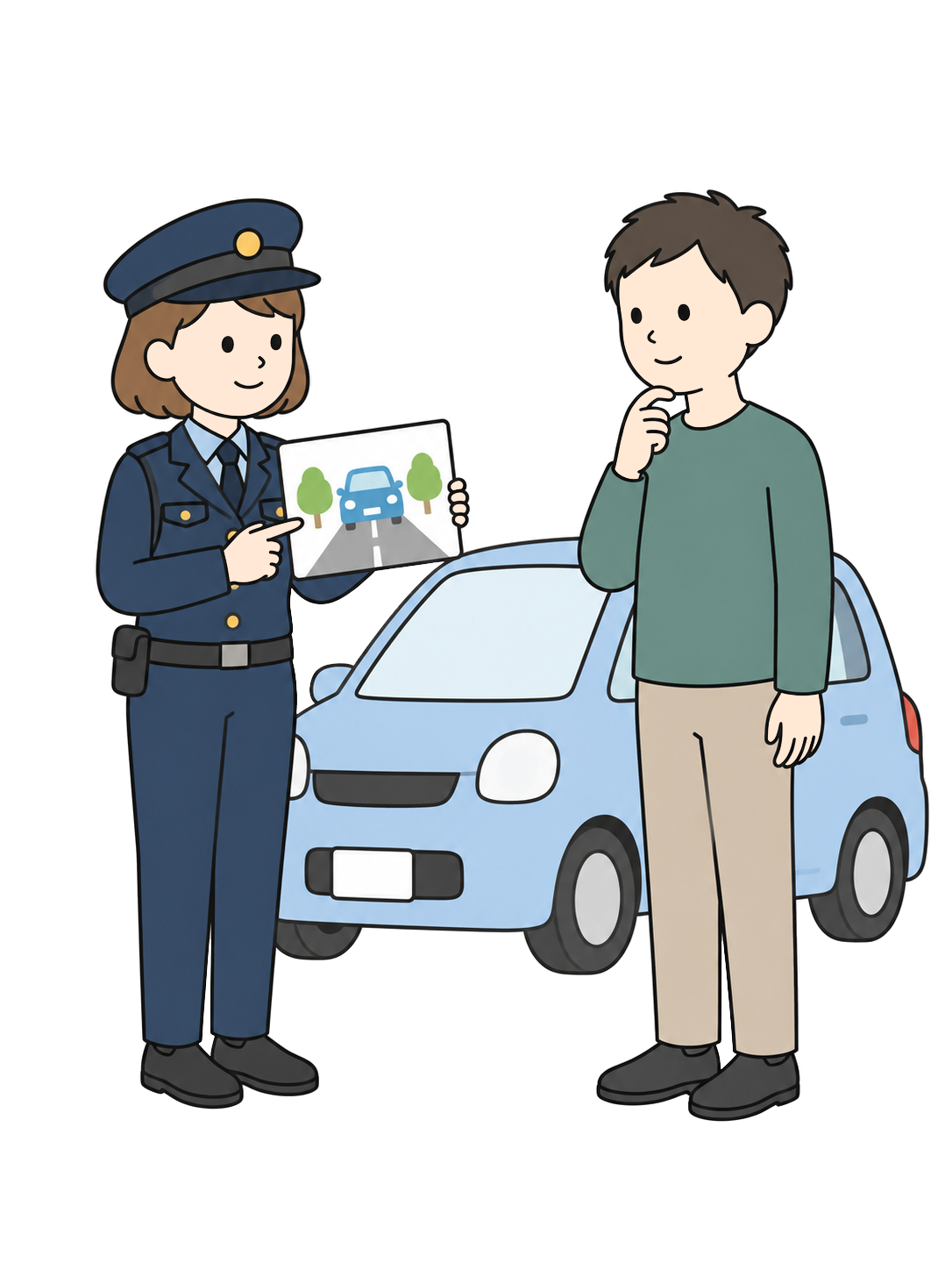 YURUNDO illustration: police officer giving traffic safety guidance