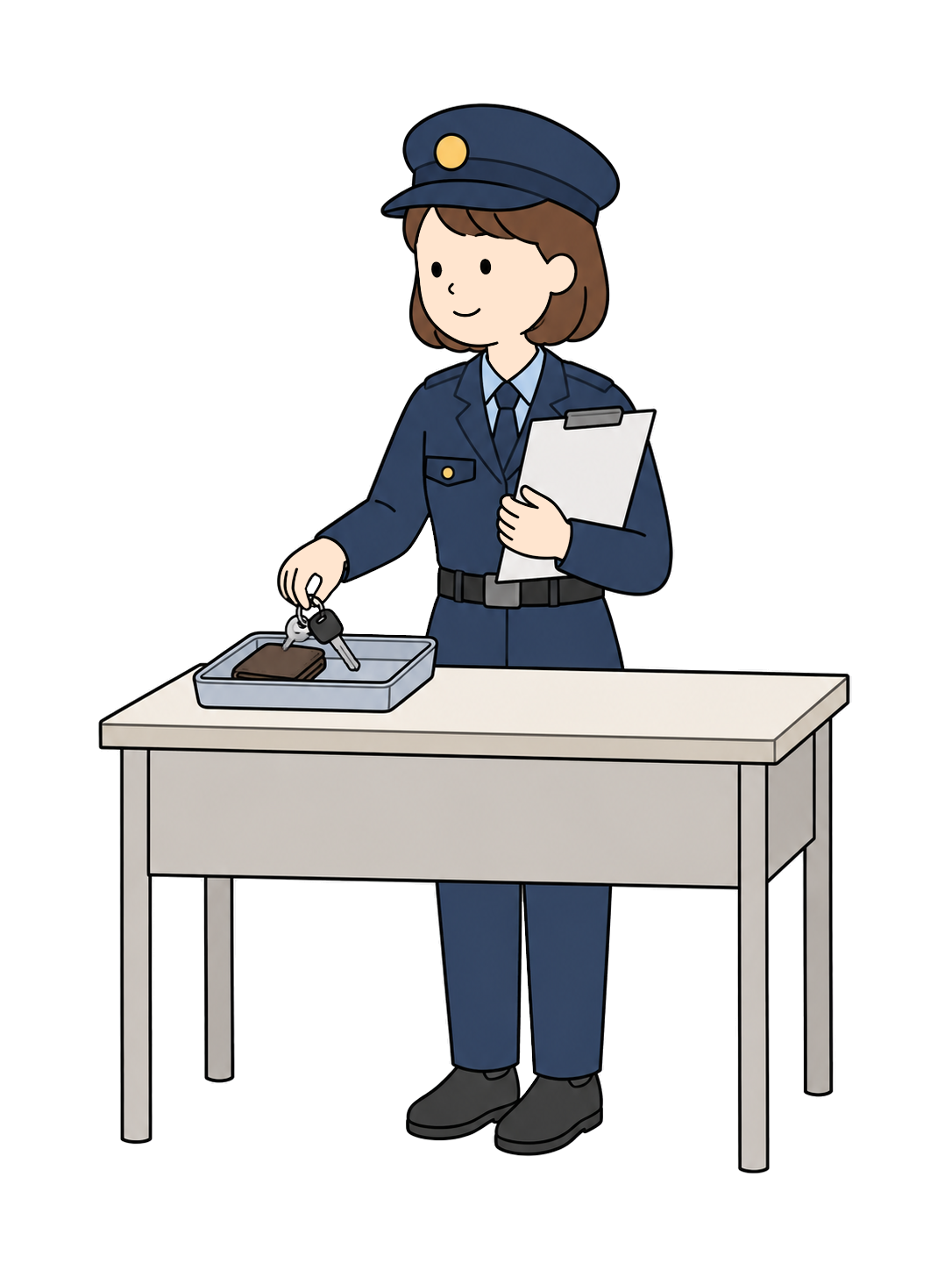 落とし物を受け付ける警察官YURUNDOイラスト