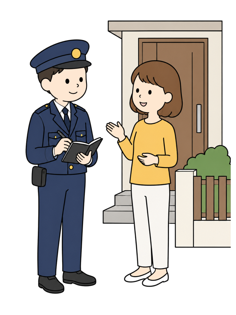 Police officer speaking with a local resident