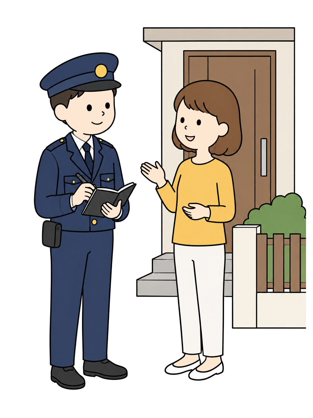 地域住民から話を聞く警察官YURUNDOイラスト