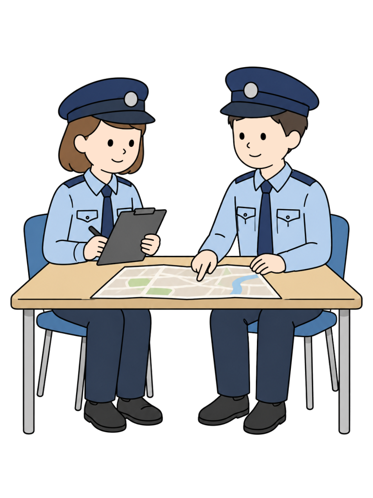 Police officers having a briefing