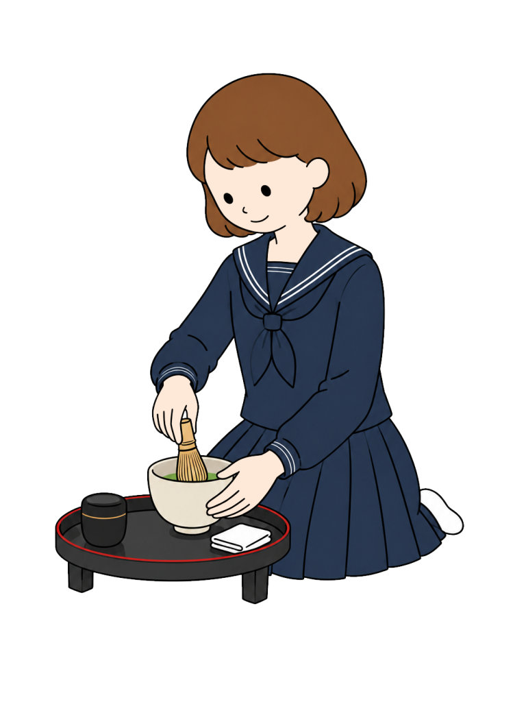 Practicing tea ceremony
